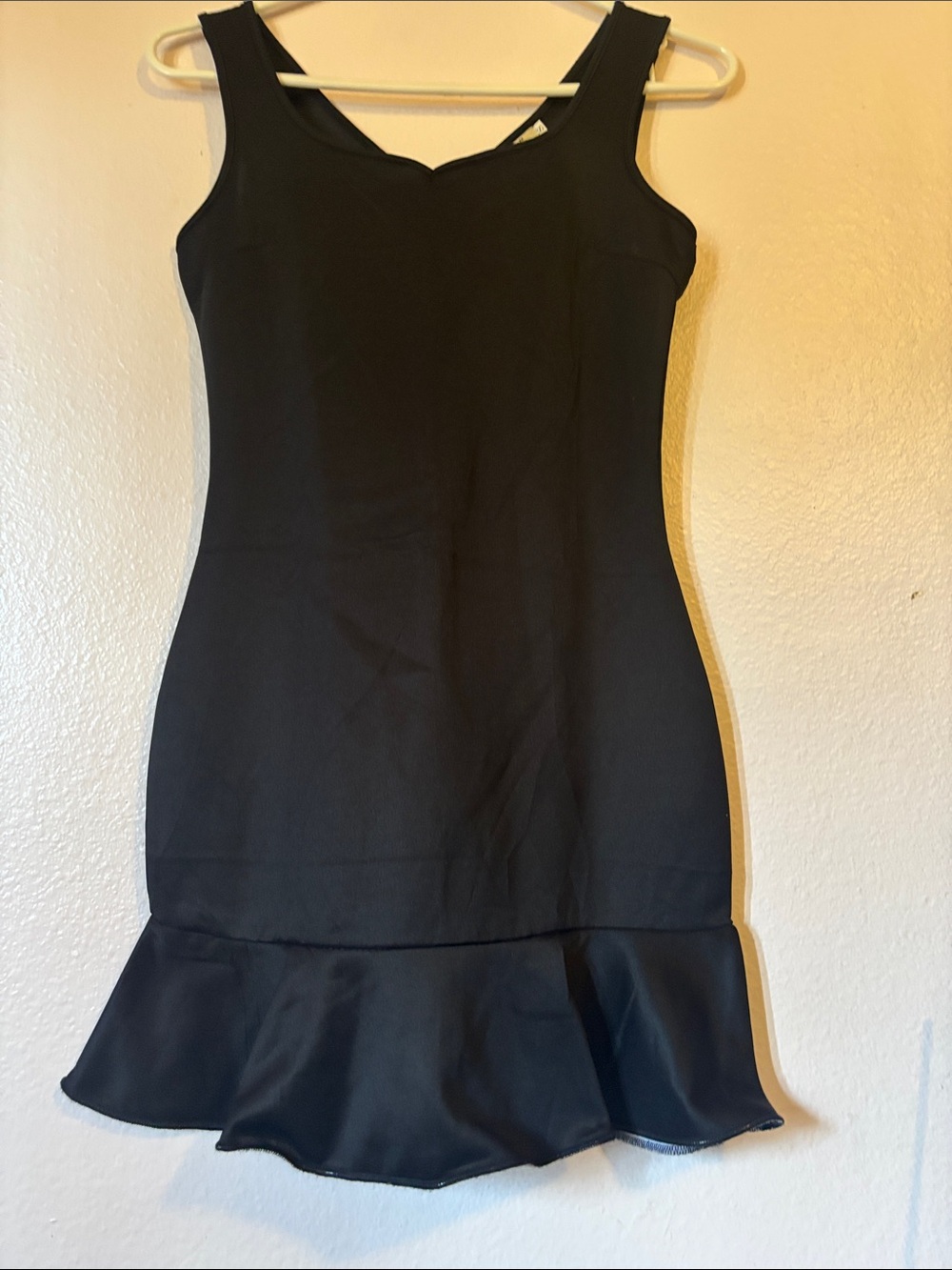 Lucky Lady Womans Black Mini Dress with Ruffled Flared Hem, Size S